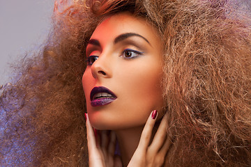 Image showing woman with long curly hair