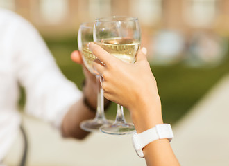 Image showing couple drinking wine in cafe