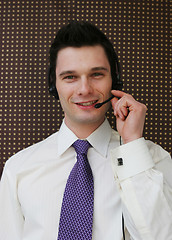 Image showing Happy call center operator