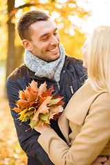 Image showing romantic couple in the autumn park