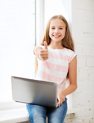 Image showing girl with laptop pc at school