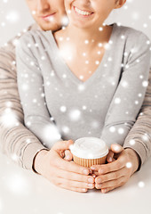 Image showing woman and man with take away coffee cup