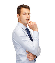 Image showing pensive young buisnessman