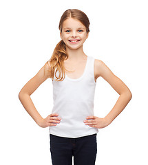 Image showing smiling teenage girl in blank white shirt