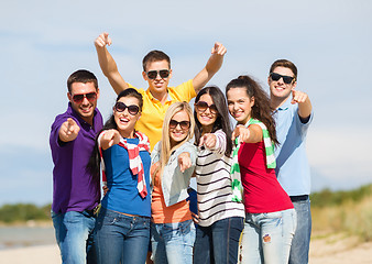 Image showing group of friends having fun on the beach