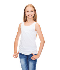 Image showing smiling teenage girl in blank white shirt