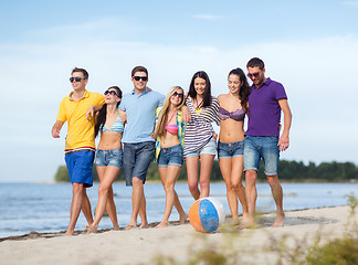 Image showing group of friends having fun on the beach