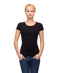 Image showing woman in blank black t-shirt