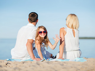 Image showing happy family on the beach