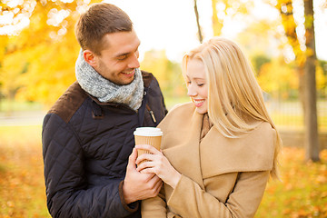 Image showing romantic couple in the autumn park