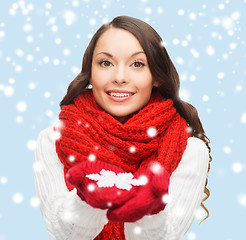 Image showing woman with big snowflake