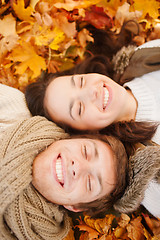 Image showing romantic couple in the autumn park