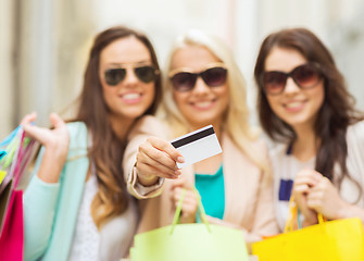 Image showing girls with shopping bags in ctiy