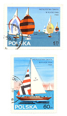 Image showing Sailing - old postage stamps