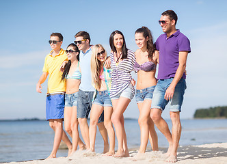 Image showing group of friends having fun on the beach