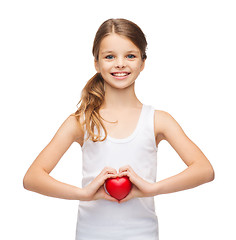 Image showing girl in blank white shirt with small red heart