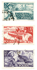 Image showing Old postage stamps from Poland