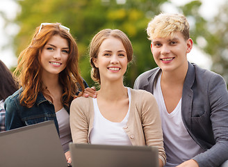 Image showing students or teenagers with laptop computers