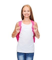 Image showing smiling teenage girl in blank white tank top