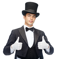 Image showing magician in top hat showing thumbs up