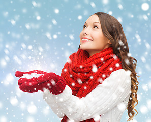 Image showing woman with big snowflake