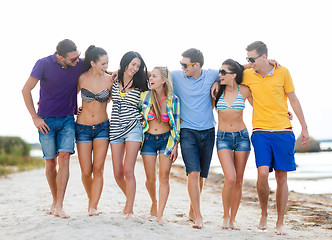 Image showing group of friends having fun on the beach