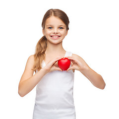 Image showing girl in blank white shirt with small red heart
