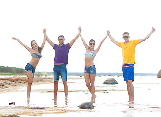 Image showing group of friends having fun on the beach