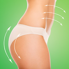 Image showing woman in cotton underwear showing slimming concept