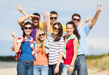 Image showing group of friends having fun on the beach