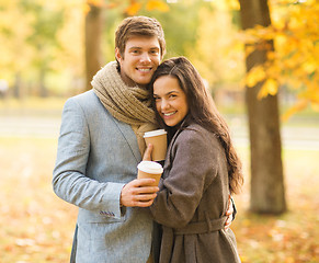 Image showing romantic couple in the autumn park