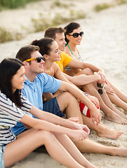 Image showing group of friends having fun on the beach