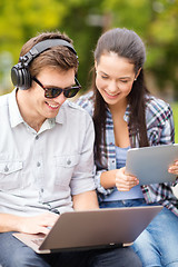 Image showing students or teenagers with laptop computers