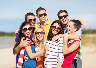 Image showing group of friends having fun on the beach