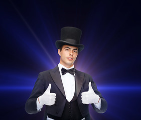 Image showing magician in top hat showing thumbs up