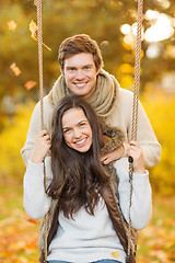 Image showing romantic couple in the autumn park