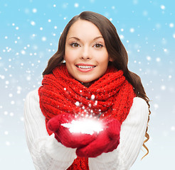 Image showing woman with big snowflake