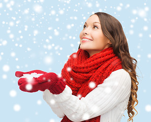 Image showing woman with big snowflake