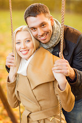 Image showing romantic couple in the autumn park