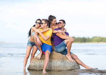 Image showing group of friends having fun on the beach