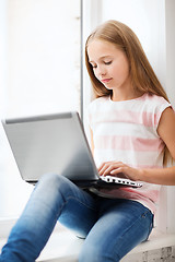 Image showing girl with laptop pc at school