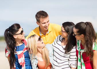 Image showing group of friends having fun on the beach