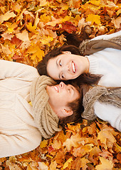 Image showing romantic couple in the autumn park