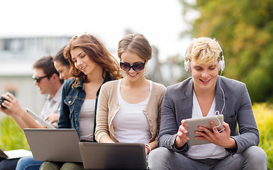 Image showing students or teenagers with laptop computers