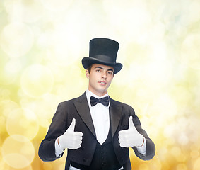 Image showing magician in top hat showing thumbs up