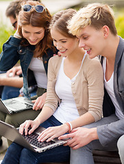 Image showing students or teenagers with laptop computers