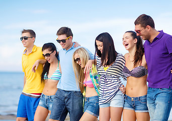 Image showing group of friends having fun on the beach