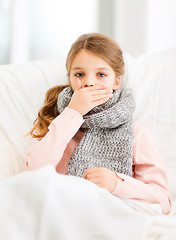 Image showing ill girl with flu at home