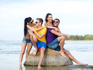 Image showing group of friends having fun on the beach