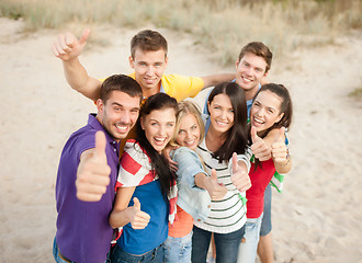 Image showing group of friends having fun on the beach